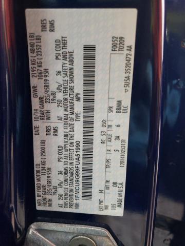 Photo 14 from auction – 2015 FORD ESCAPE SE with VIN 1FMCU9G99FUA51990