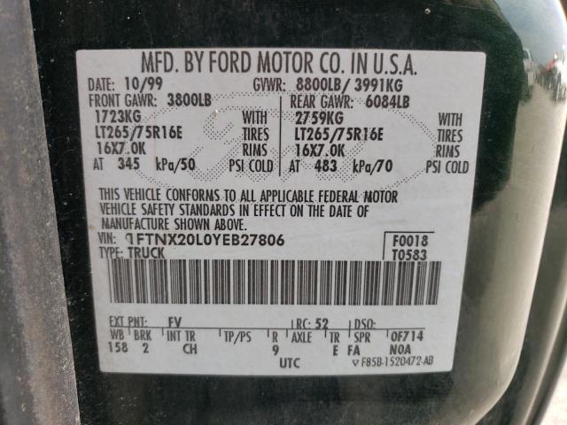 Photo 10 from auction – 2000 FORD F250 SUPER with VIN 1FTNX20L0YEB27806