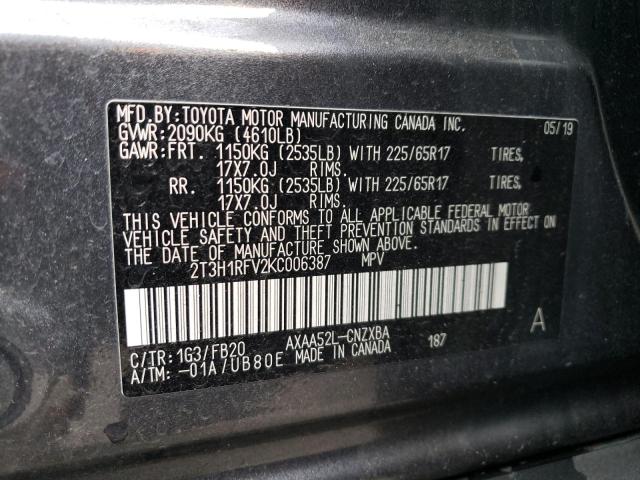 Photo 14 from auction – 2019 TOYOTA RAV4 LE with VIN 2T3H1RFV2KC006387