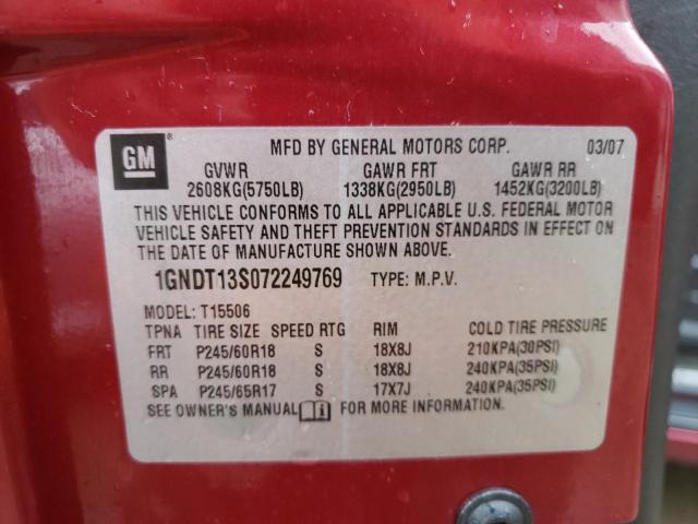 Photo 14 from auction – 2007 CHEVROLET TRAILBLAZE with VIN 1GNDT13S072249769