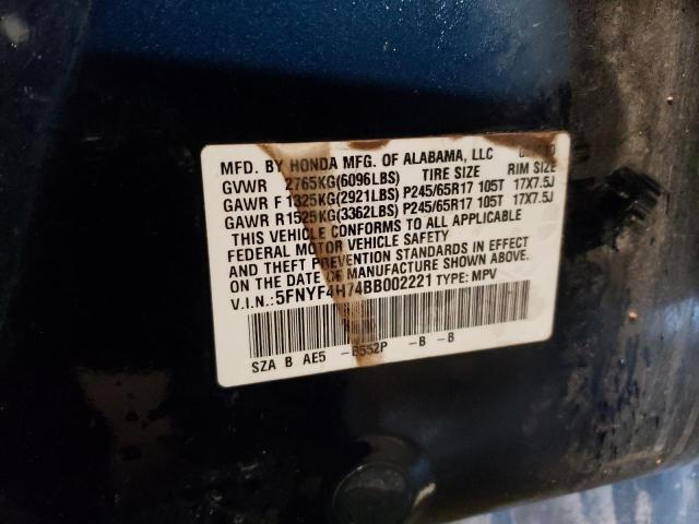 Photo 14 from auction – 2011 HONDA PILOT EXLN with VIN 5FNYF4H74BB002221