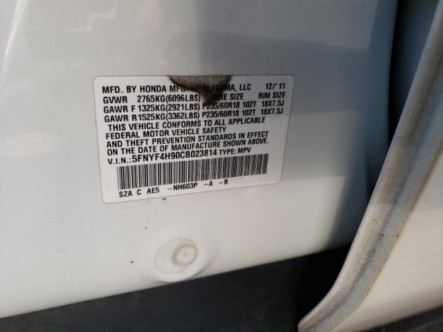 Photo 14 from auction – 2012 HONDA PILOT TOUR with VIN 5FNYF4H90CB023814