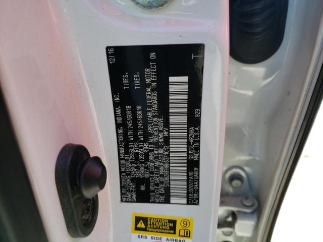 Photo 14 from auction – 2017 TOYOTA HIGHLANDER with VIN 5TDBZRFH8HS371013