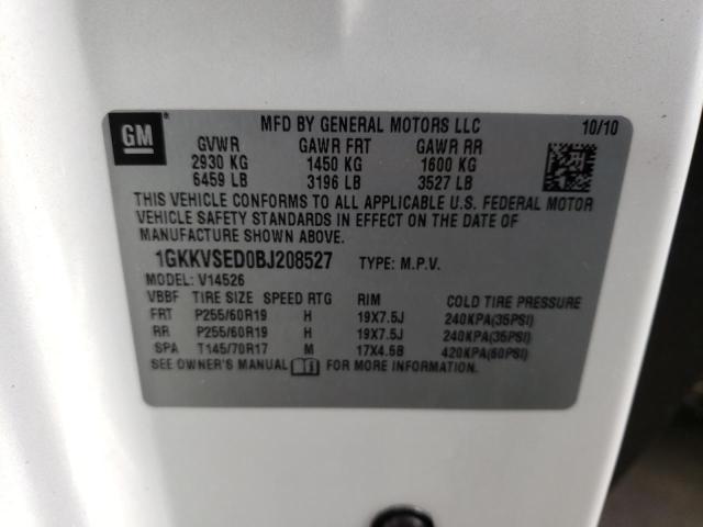 Photo 14 from auction – 2011 GMC ACADIA SLT with VIN 1GKKVSED0BJ208527