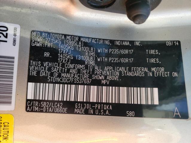 Photo 14 from auction – 2015 TOYOTA SIENNA XLE with VIN 5TDYK3DC7FS537697