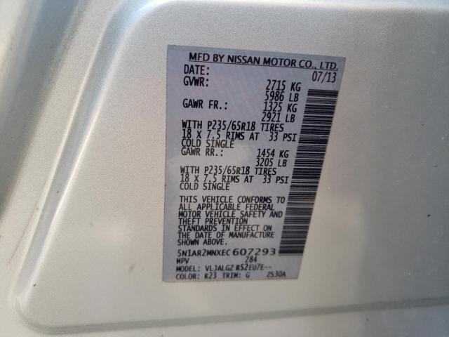 Photo 14 from auction – 2014 NISSAN PATHFINDER with VIN 5N1AR2MNXEC607293