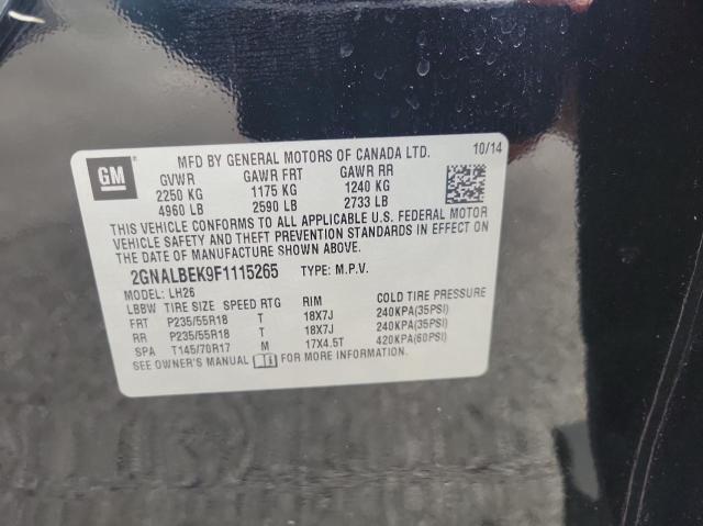 Photo 10 from auction – 2015 CHEVROLET EQUINOX LT with VIN 2GNALBEK9F1115265