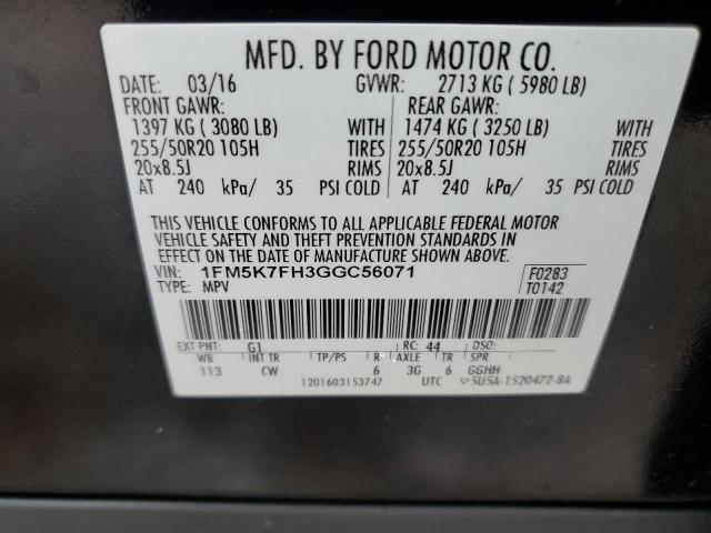 Photo 14 from auction – 2016 FORD EXPLORER L with VIN 1FM5K7FH3GGC56071