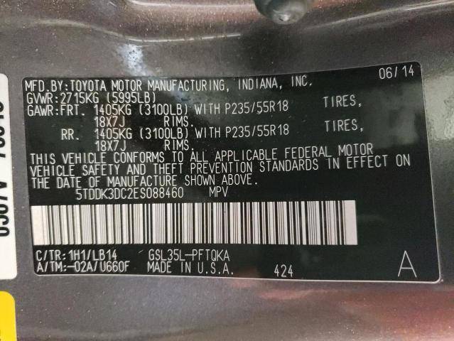 Photo 14 from auction – 2014 TOYOTA SIENNA XLE with VIN 5TDDK3DC2ES088460