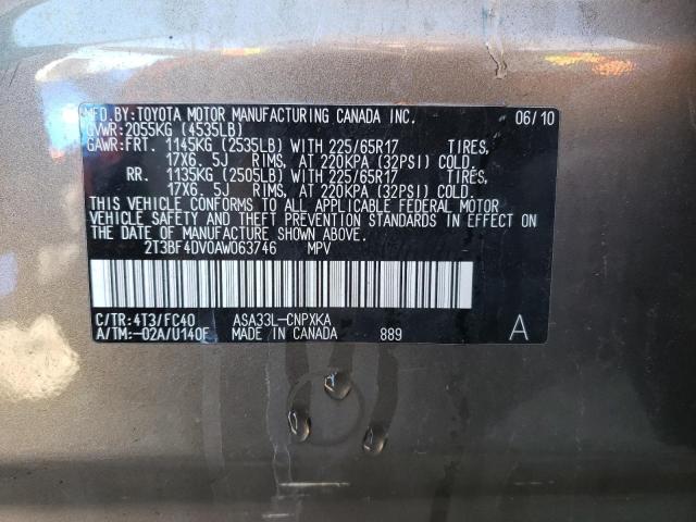 Photo 14 from auction – 2010 TOYOTA RAV4 with VIN 2T3BF4DV0AW063746