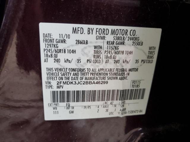 Photo 14 from auction – 2011 FORD EDGE SEL with VIN 2FMDK3JC2BBA46299