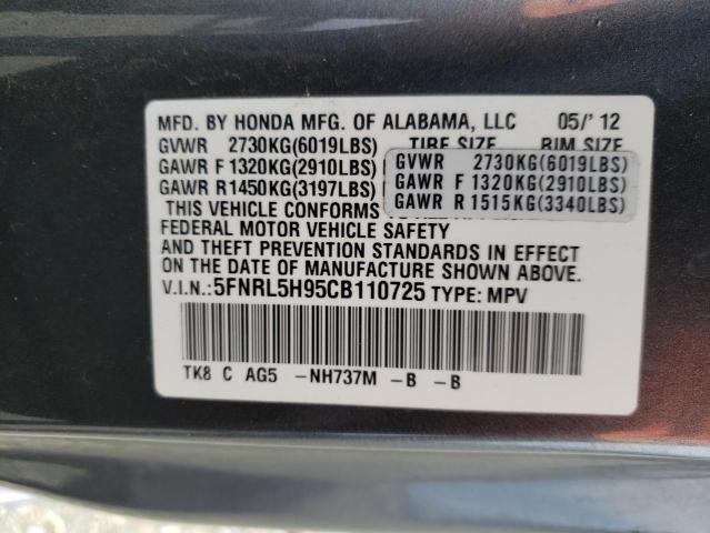 Photo 14 from auction – 2012 HONDA ODYSSEY TO with VIN 5FNRL5H95CB110725