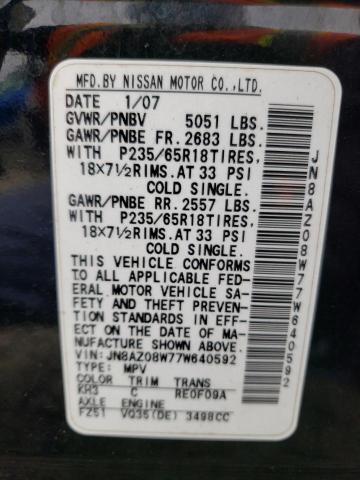 Photo 14 from auction – 2007 NISSAN MURANO SL with VIN JN8AZ08W77W640592