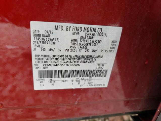Photo 14 from auction – 2015 FORD EDGE TITAN with VIN 2FMPK4K85FBB99925