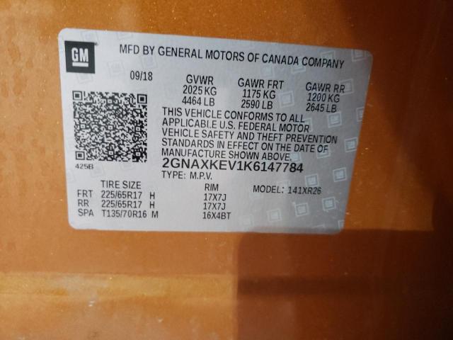 Photo 14 from auction – 2019 CHEVROLET EQUINOX LT with VIN 2GNAXKEV1K6147784