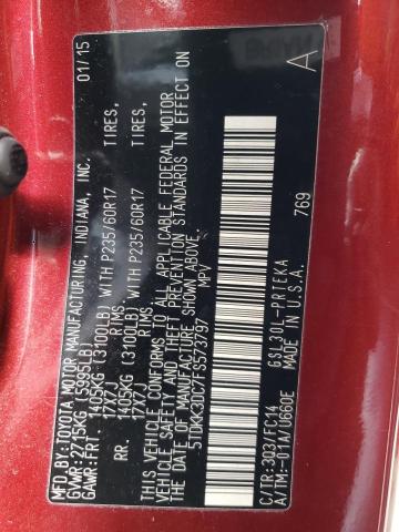 Photo 14 from auction – 2015 TOYOTA SIENNA LE with VIN 5TDKK3DC7FS573797