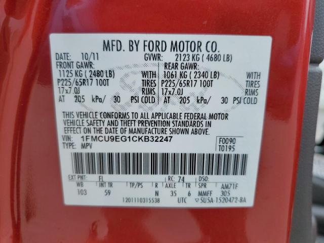 Photo 14 from auction – 2012 FORD ESCAPE LIM with VIN 1FMCU9EG1CKB32247