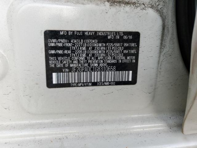 Photo 14 from auction – 2016 SUBARU CROSSTREK with VIN JF2GPADC1G8310658
