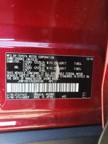 Photo 14 from auction – 2019 TOYOTA RAV4 XLE with VIN JTMP1RFV7KD009048