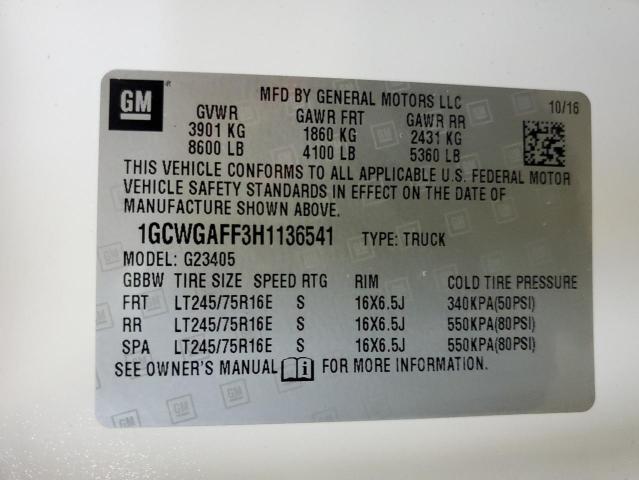 Photo 14 from auction – 2017 CHEVROLET EXPRESS G2 with VIN 1GCWGAFF3H1136541