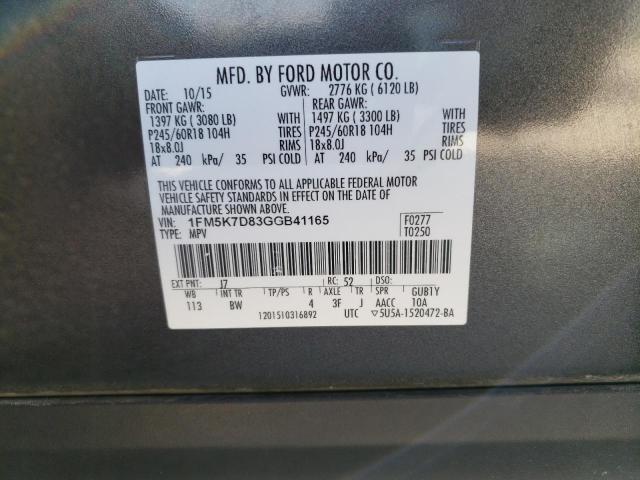 Photo 14 from auction – 2016 FORD EXPLORER X with VIN 1FM5K7D83GGB41165