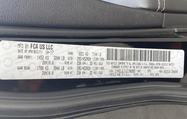 Photo 10 from auction – 2018 DODGE DURANGO SR with VIN 1C4SDJGJ7JC186895