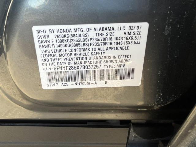 Photo 10 from auction – 2007 HONDA PILOT EXL with VIN 5FNYF285X7B037257