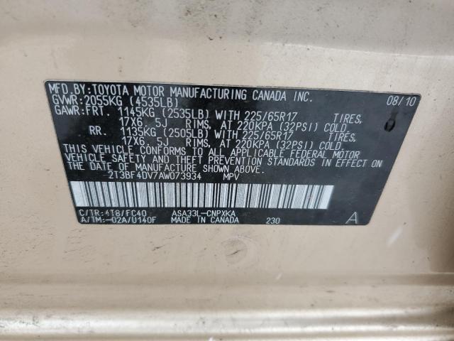 Photo 14 from auction – 2010 TOYOTA RAV4 with VIN 2T3BF4DV7AW073934