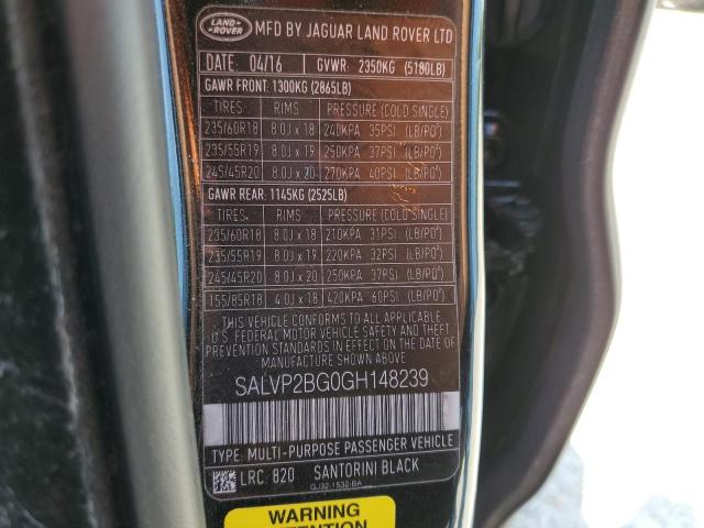 Photo 14 from auction – 2016 LAND ROVER RANGE ROVE with VIN SALVP2BG0GH148239