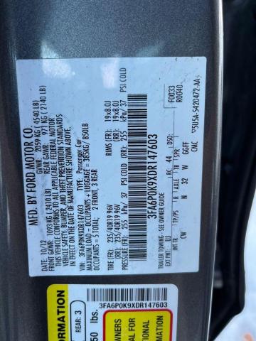 Photo 10 from auction – 2013 FORD FUSION TIT with VIN 3FA6P0K9XDR147603