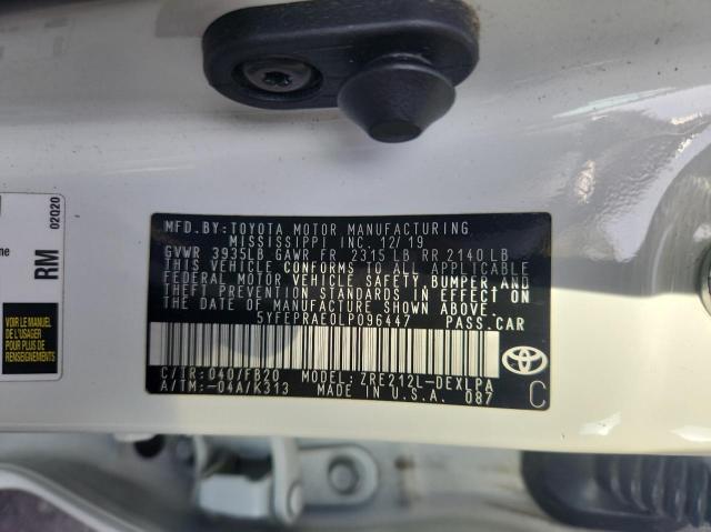Photo 10 from auction – 2020 TOYOTA COROLLA LE with VIN 5YFEPRAE0LP096447