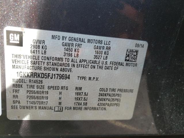 Photo 14 from auction – 2015 GMC ACADIA SLT with VIN 1GKKRRKD5FJ179694