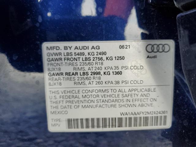 Photo 14 from auction – 2021 AUDI Q5 PREMIUM with VIN WA1AAAFY2M2124361