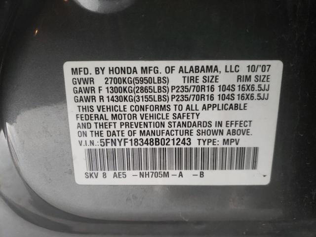 Photo 14 from auction – 2008 HONDA PILOT SE with VIN 5FNYF18348B021243