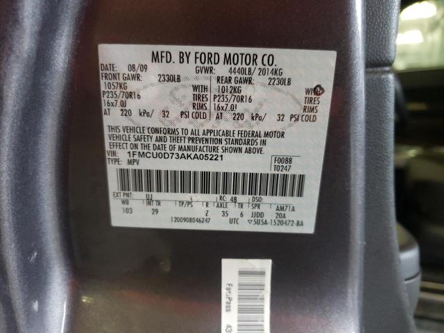 Photo 14 from auction – 2010 FORD ESCAPE XLT with VIN 1FMCU0D73AKA05221