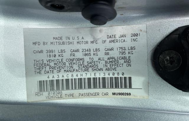 Photo 10 from auction – 2001 MITSUBISHI ECLIPSE GT with VIN 4A3AC84H71E134080