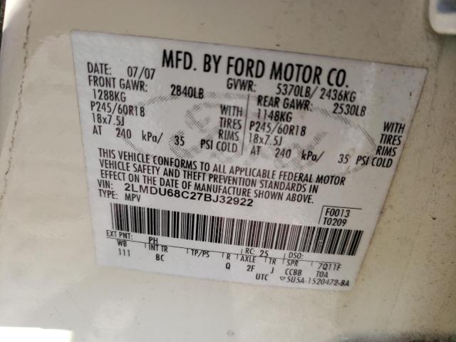 Photo 14 from auction – 2007 LINCOLN MKX with VIN 2LMDU68C27BJ32922
