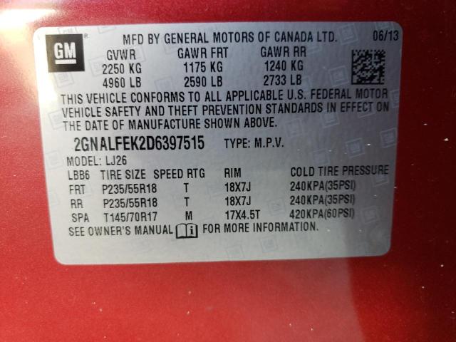 Photo 14 from auction – 2013 CHEVROLET EQUINOX LT with VIN 2GNALFEK2D6397515