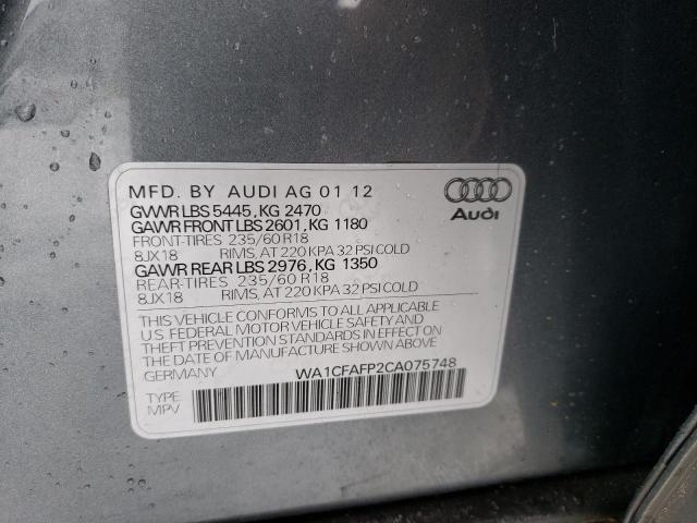 Photo 14 from auction – 2012 AUDI Q5 PREMIUM with VIN WA1CFAFP2CA075748