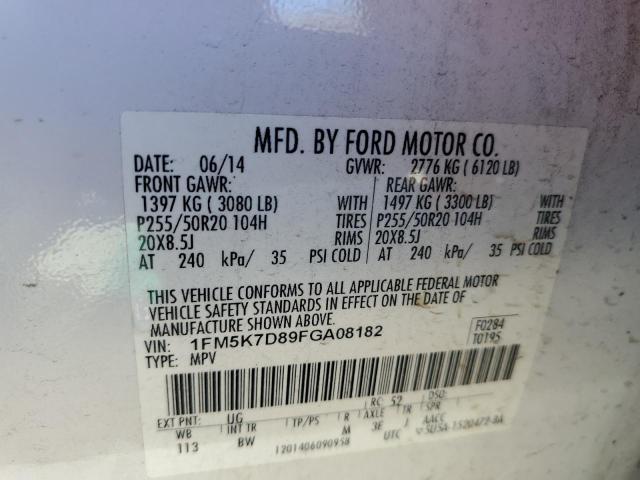 Photo 14 from auction – 2015 FORD EXPLORER X with VIN 1FM5K7D89FGA08182