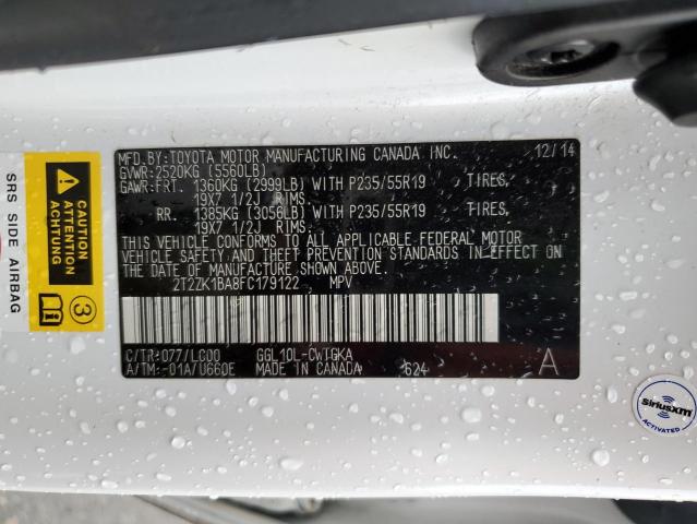Photo 14 from auction – 2015 LEXUS RX 350 with VIN 2T2ZK1BA8FC179122