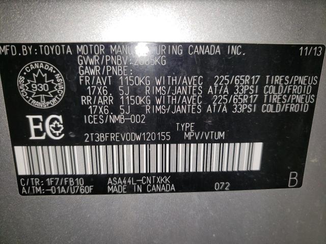 Photo 14 from auction – 2013 TOYOTA RAV4 LE with VIN 2T3BFREV0DW120155