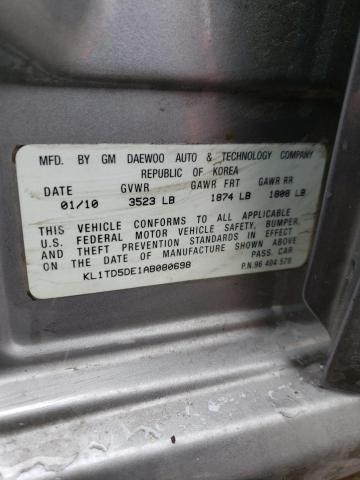 Photo 10 from auction – 2010 CHEVROLET AVEO LS with VIN KL1TD5DE1AB080698