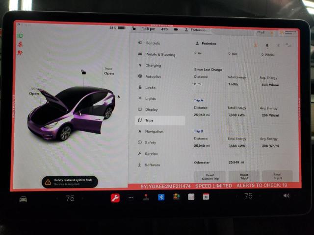 Photo 9 from auction – 2021 TESLA MODEL Y with VIN 5YJYGAEE2MF211474