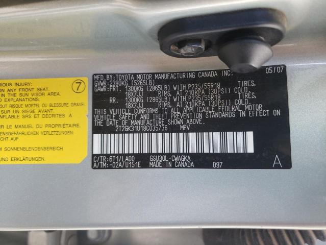 Photo 14 from auction – 2008 LEXUS RX 350 with VIN 2T2GK31U18C035736