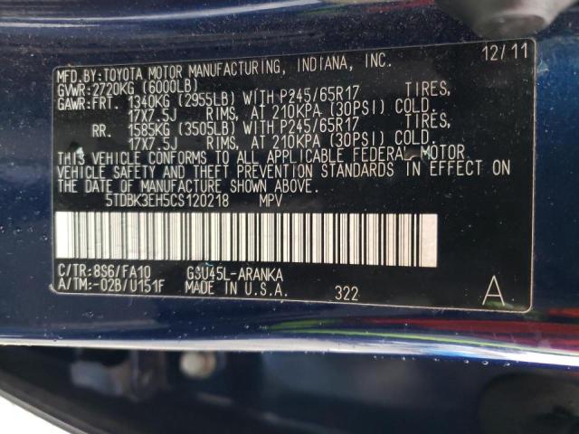 Photo 14 from auction – 2012 TOYOTA HIGHLANDER with VIN 5TDBK3EH5CS120218