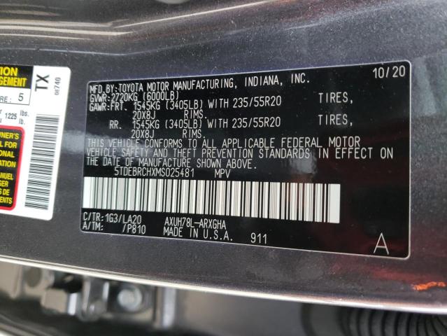 Photo 14 from auction – 2021 TOYOTA HIGHLANDER with VIN 5TDEBRCHXMS025481