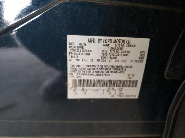 Photo 14 from auction – 2016 FORD EDGE SEL with VIN 2FMPK3J92GBB47500