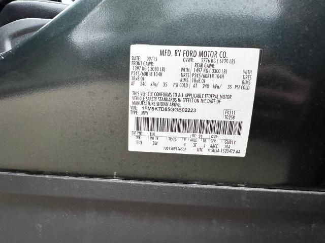 Photo 10 from auction – 2016 FORD EXPLORER X with VIN 1FM5K7D85GGB02223