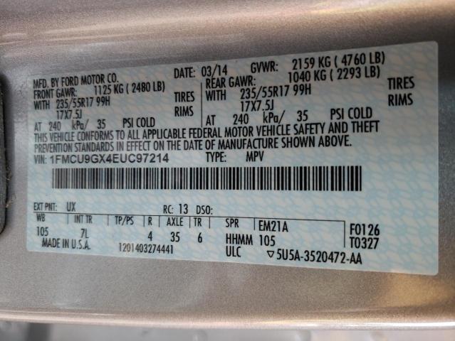 Photo 14 from auction – 2014 FORD ESCAPE SE with VIN 1FMCU9GX4EUC97214